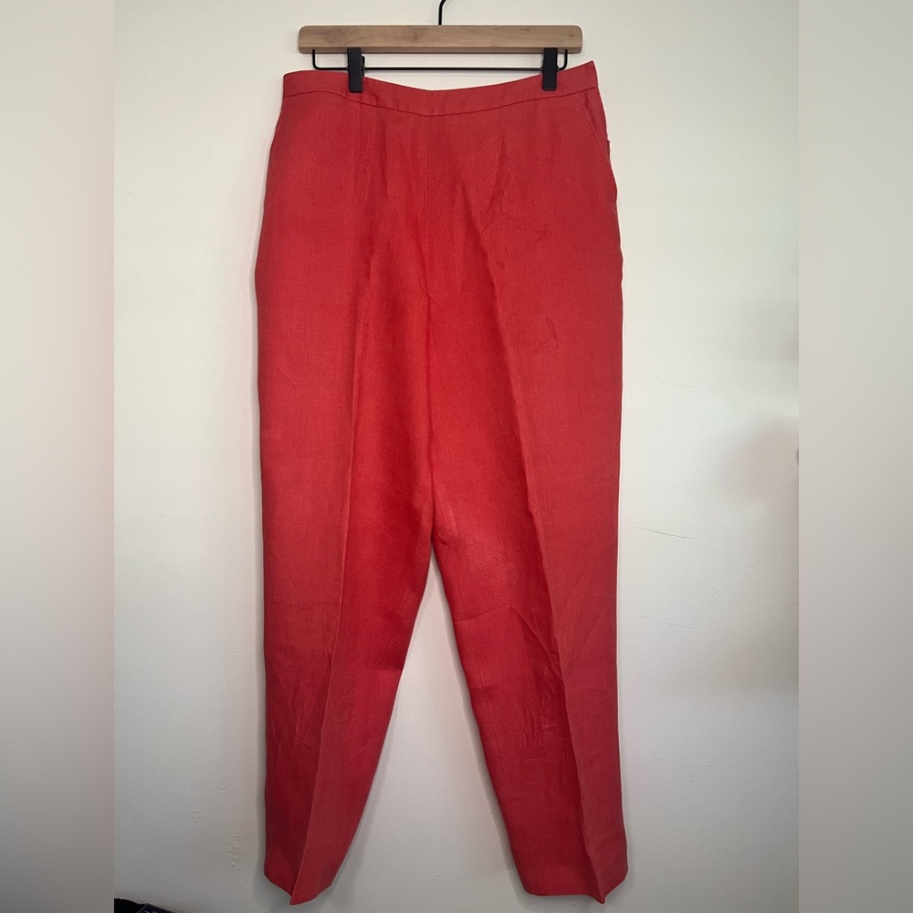 Talbots Irish Linen‎ Pants Women’s 12 Coral High Rise Straight Leg Trousers